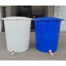 대형 플라스틱 통 저장 식품 드레인 배수 밸브 탱크, 뚜껑과 배수 밸브가 있는 짧은 300L