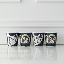 꿈꾸는 키친 일본풍 부엉이 물컵, 4개, 혼합색상