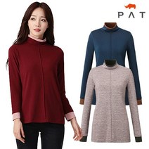 PAT 속기모 컬러배색 터틀넥 티셔츠