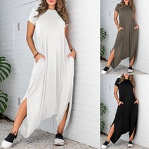 플러스 사이즈 여성 여성용 반팔 장난 꾸러기 패션 비대칭 바지 여름 특대 점프 슈트