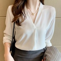 스윗트리 브이넥 무지 심플 정장 블라우스