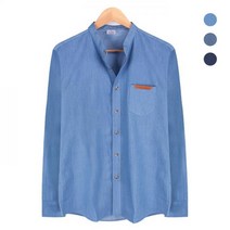 체크 패턴 배색 블루 TF2 셔츠 데님 남방 NWM002 Blue