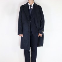 바쏘옴므 22FW 프리미엄 핸드메이드 캐시미어 블루네이비 정장롱코트 W4CJ23BU