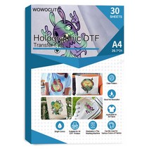 전사지 WOWOCUT-DTF 전사 필름 50 매 A4 DTF 승화 용 양면 무광택 용지 DYI 직접 인쇄 티셔츠, [03] Holographic-30PCS-A4