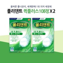 폴리덴트 틀니세정제 5분 퀵플러스(108정) x 2팩, 단품
