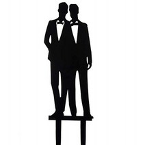 YAMI COCU Gay Wedding Cake Topper Acrylic Silhouette Couple Groom and Groom Wedding Party Decoration, 1