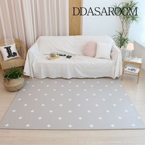 따사룸 PVC 거실매트 유아매트 층간소음방지 도톰 양면 북유럽풍, 크로스/캔버스그레이