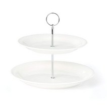 Lenox 도자기 파스타 보울 4피스 세트 화이트 5.05파운드, 2-Tiered Server