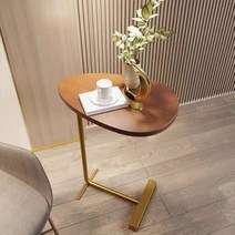 침대옆 소파 수납 침대탁자 1인 협탁 사이드테이블, 01.월넛+골드프레임 60cm
