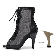 여성 하이팁 볼룸 댄스 신발 루버 깔창 라틴 살사 소녀용 부드러운 바닥 연습, 09 9, 05 black-7.5cm