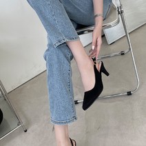 고퀄 국내 자체제작 수제화 스틸레토 스웨이드 슬링백(6cm) 커쥬 CauseU