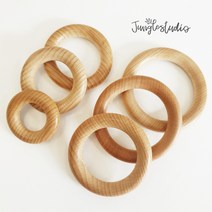 [정글스튜디오] 너도밤나무 우드링 유모차 모빌 딸랑이 만들기 마크라메 재료 DIY KCL인증, 65mm(3개)