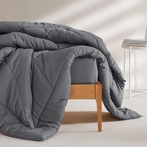 SLEEP ZONE 침구 이불 인서트 푹신하고 따뜻한 극세사 충전재 사계절용 다운 대체 퀼트 박스 코너 탭 포함 세탁기 세탁 가능 트윈 그레이