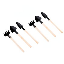 텃밭 농기구 세트 63Pcs 미니 원예 Potting 도구 나무 손잡이 삽 레이크 꽃 다기능 가정용 냄비 식물 분재, 01 6pcs set