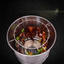 항아리바베큐 훈연 드럼통 캠핑 숯불 화로 삼겹살, 탈부착형 중형 + 온도계 + 원형 그릴망