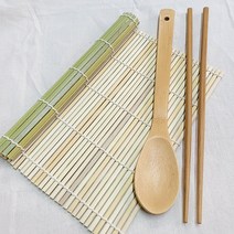 대나무 김밥말이세트 대나무 겉대 김발 + 대나무 볶음수저세트