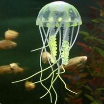 어항 장식 수족관 인공 발광 물고기 탱크 수생 풍경 실리콘 해파리 물고기 어둠 속에서 빛나는 수중, 협력사, 해파리 노란색