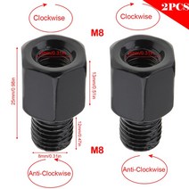오토바이부품 범용 블랙 오토바이 미러 어댑터 M8 M10 10mm 8mm 2 개 볼트 스틸 금속, [14] 2xM8M8 (RL)