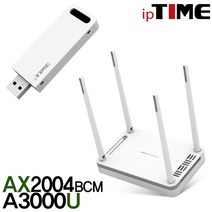 ipTIME AX2004BCM 기가비트 유무선 와이파이 공유기 듀얼밴드 Wifi AX1500, AX2004BCM +A3000U (무선랜카드 패키지)