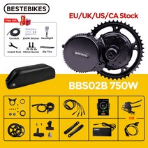 Bafang-48V 750W BBS02B BBS02 미드 드라이브 8Fun 모터 전기 Ebike 변환 48V20AH 52V20AH 리튬 배터리 포함, 14.48V750W 48V13AH 44T - DPC18