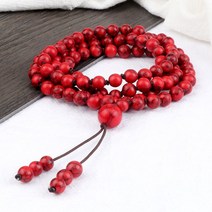 108배 염주 단주 향나무 보리수 묵주 불교 목걸이 6mm 블랙 라인 레드 2