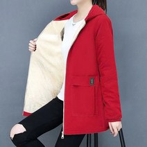 중년 여성 엄마 할머니 옷 자켓 코트 캐주얼 후드 양모 재킷 여성 지퍼 포켓 기본 코트 가 겨울