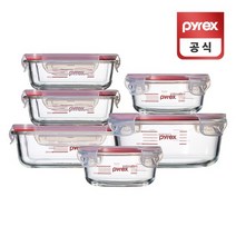 코렐 파이렉스 4면밀폐 계량용기 직사각 원형 6p세트, 단품
