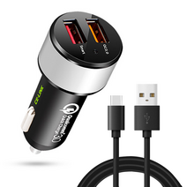 CE-LINK 퀄컴 3.0 고속 차량용충전기 + C타입 고속충전 케이블, 블랙