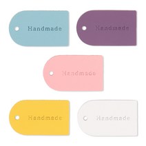 컬러풀 핸드메이드 레더택 소가죽 라벨 만들기 포장리본 가죽태그 5color, 연핑크