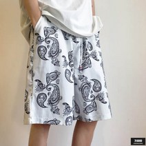 가바바 남성 빅사이즈 반바지 반다나 문양이 간지나는 캐주얼 데일리룩 밴딩팬츠 5XL까지 G67766
