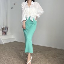 에이치스 가성비좋은 데일리템 쭉쭉 스판 쿨링 트임 무지 밴딩 롱스커트