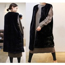 SP1111505 페이크퍼 조끼 라운드넥 소프트 퍼 롱베스트 빅사이즈 여성베스트