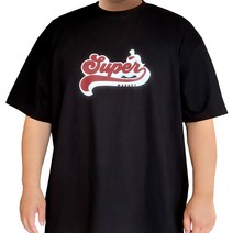 4XL 5XL 빅사이즈 슈퍼마켓맨 레터링 반팔티셔츠 남녀공용