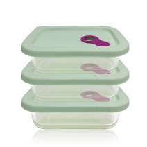 파미레 실리콘 오븐글라스 Medium 3개 세트, 직사각 370ml
