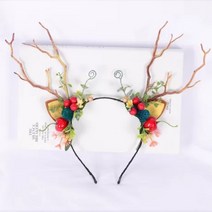 크리스마스 루돌프 머리띠 조명 발광 엘크 사슴 뿔 헤어 밴드 장식품 홈 파티 소품 기념, F