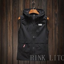 [PINK LITCHI]남자 봄 여름 캐주얼 슬림 민소매 스포츠 후드 조끼 j514