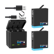 ProbTy GoPro Hero 7 8 배터리 TYPE C 3구 충전기 전용배터리, 1개, 충전기+배터리3개