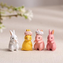숲속 토끼 미니어처 1P, 연핑크토끼（화관）