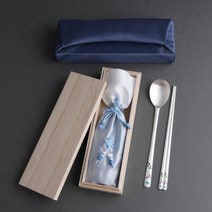 송학 칠보 특 순 은수저 99% 1벌 혼수 예단 명품 고급 결혼예물 은수저세트 부모님 퇴직자 생신 선물, 홍색+주머니+보자기