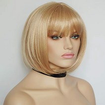 Wigs Blonde Bob Wig With Bangs Short Synthetic Bob Costume Cosplay Wigs for Women, 1