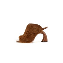 DRIES VAN NOTEN 드리스반노튼 오픈 토 헤어리 레더 뮬 - 브라운