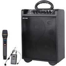 옴니트로닉 MSP-100USB 120W 2채널 버스킹앰프 이동식앰프 무선 마이크앰프, 핸드+헤드셋