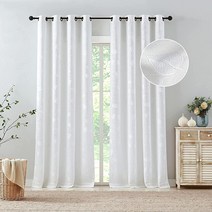 WEST LAKE 더스티 블루 리프 자카드 창문 커튼 241.3cm(95인치) 롱 암막 리넨 텍스처 패널 농가 자수 보태니컬 패턴 그로밋 처리 침실 거실용 127 x 241.3 5, 50