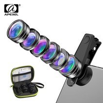 카메라 렌즈 스마트폰 가리개 악세사리 APEXEL-6 인 1 휴대폰 카메라 렌즈 어안 렌즈 와이드 앵글 매크로 렌즈 CPL 스타 필터 ND32 필터 삼성 아이폰 모든 스마트폰용