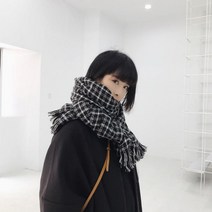 ZDD 겨울 여성 체크 잔수술 머플러 목도리 숄 심플 베이직 코디 캐주얼