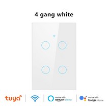스마트스위치 iot 무선 전등 스마트 스위치 wifi tuya 벽 터치 중립 와이어 필요 없음 라이프 원격 led 조명 지원 alexa google 홈, 4 갱(흰색)