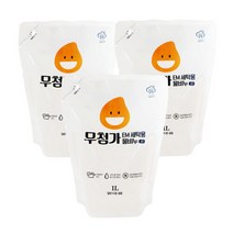 강청 녹색인증 무첨가 고농축EM 액상리필 세탁세제1LX3개입 순비누겸용세제, 단품없음, 1L