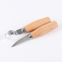 우드카빙나이프 너도밤 나무 타원형 손잡이 만도 스트레이트 나이프 나무 조각 손 치즐 손 도구 숟가락 나무 조각 칼의 2 피스 세트 61, 2개 세트