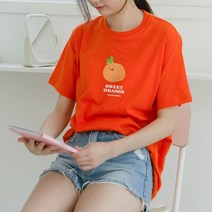험블스튜디오 스윗후르츠 프린팅 여성 여름 라운드 반팔 티셔츠