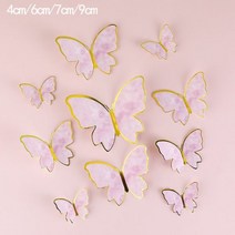 Biling 화려한 핑크 골드 나비 생일 축하 케이크 토퍼 웨딩 신부 디저트 장식 파티 사랑스러운 선물, 02.10pc butterfly 1